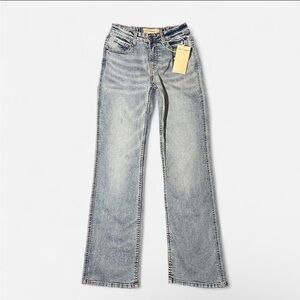 NWT Love Trends Mid Rise Baggy Flare Blue Jeans